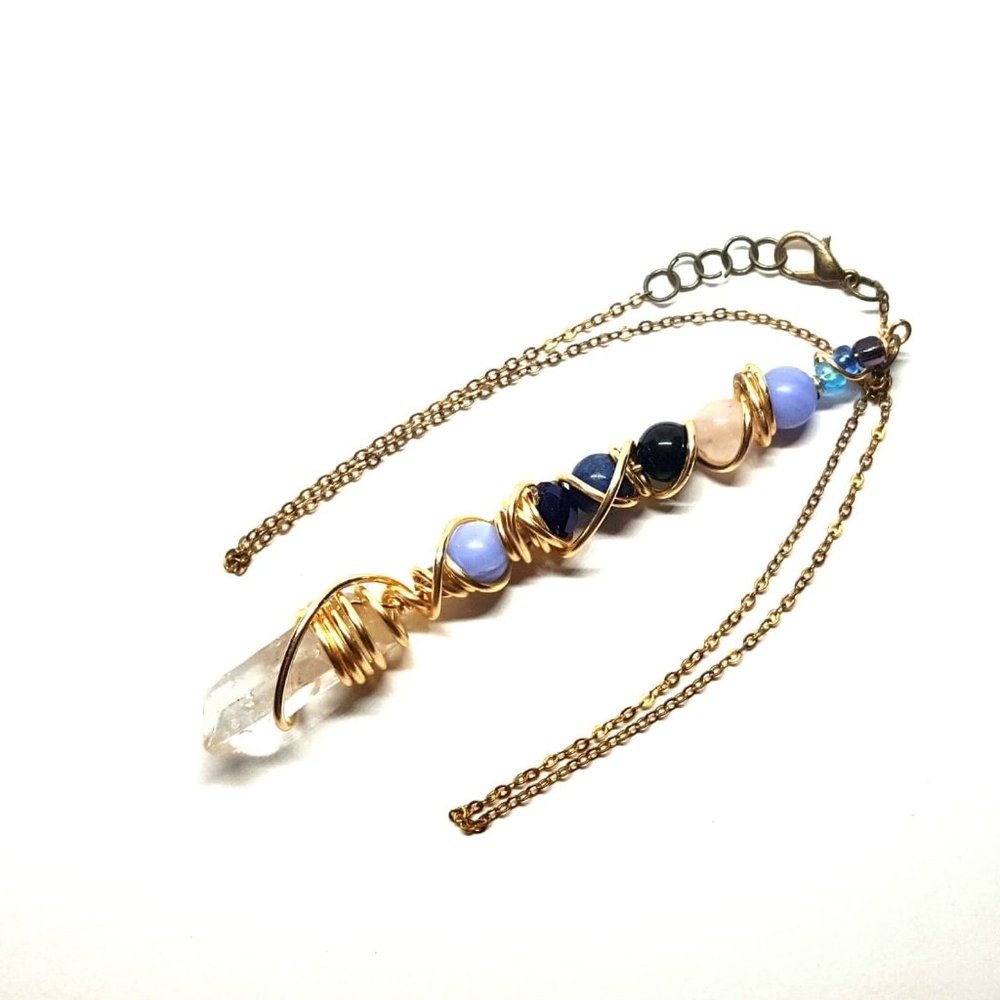 Rose Quartz Lapis Crystal Wand